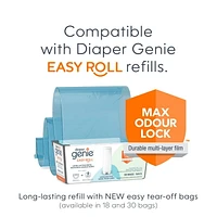 Diaper Genie Signature Pail - Grey, Includes 1 Easy Roll Refill with 9 Bags, holds up to 423 newborn diapers per refill.