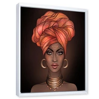 Designart African American Woman with Turban V FLOAT FRAME WALL ART