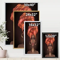 Designart African American Woman with Turban V FLOAT FRAME WALL ART