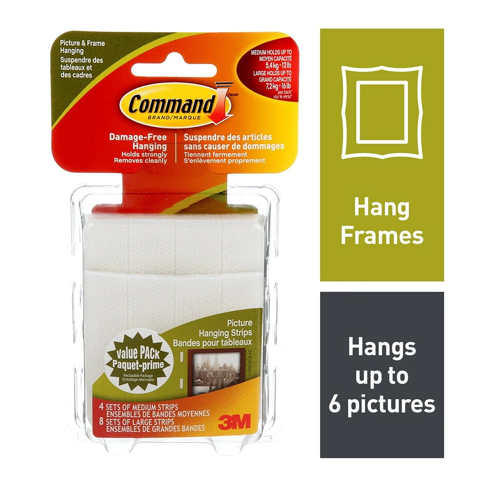 Command™ Picture Hanging Strips, 17209-EF, medium and large, Command™ Strips 17209-EF