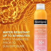 Écran solaire en bruine corporelle Neutrogena Défense quotidienne Fini invisible FPS 50+ 141g