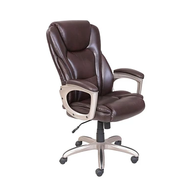 Serta Big & Tall Bonded Leather Commercial Office Chair with Memory Foam, Brown