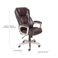 Serta Big & Tall Bonded Leather Commercial Office Chair with Memory Foam, Brown