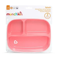 Munchkin® Splash™ 2 Divided Plates with Non-Slip Base, Purple/Pink