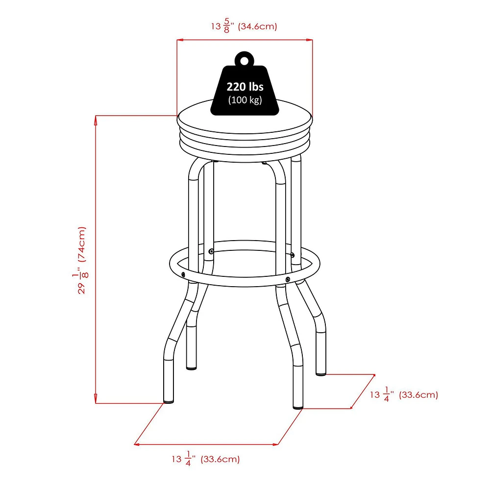 Summit 3-Pc Pub Table and Swivel Stool Set, Black & Chrome - 93362