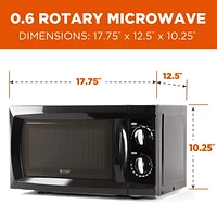 COMMERCIAL CHEF 0.6 Cubic Foot Microwave with 6 Power Levels, Small Microwave with Grip Handle, 600W Countertop Microwave with 30 Minute Timer and Mechanical Dial Controls, Black