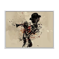 Designart Woman Playing Jazz Trumpet FLOAT FRAME WALL ART