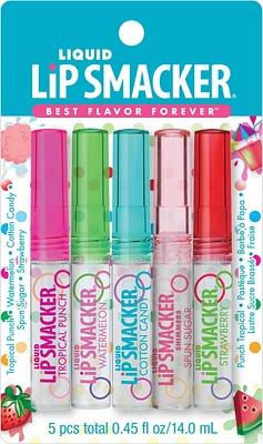 Pack de fête de gloss à lèvres liquide Trois Lip Smackers et deux Shimmer