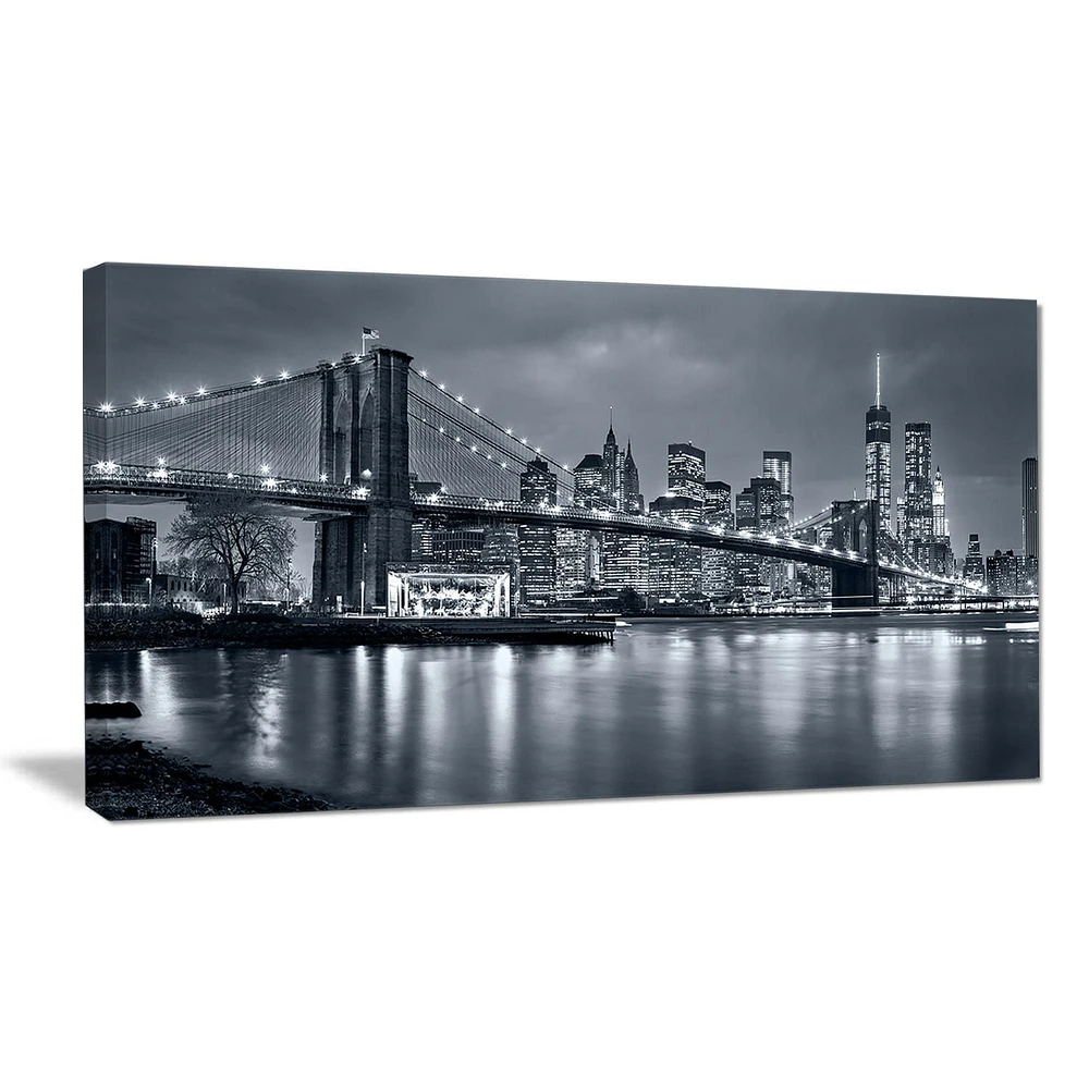 Design Art Panorama New York City at Night Cityscape Canvas Art Print