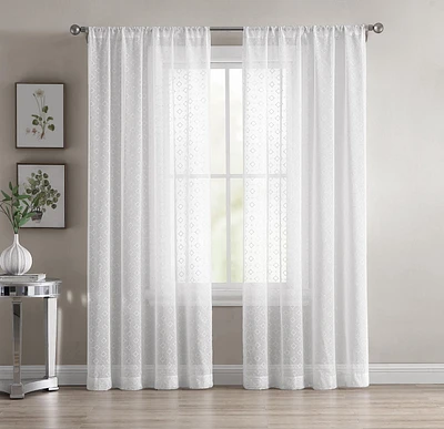 Hometrends 84inch Embroidered Window Curtain Sheer