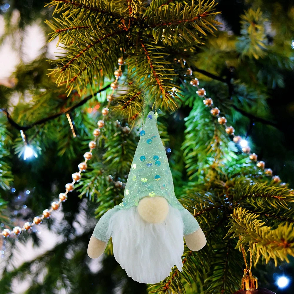 Holiday Time LED Green Fabric Gnome Ornament