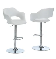 Monarch Specialties Bar Stool, Swivel, Bar Height, Adjustable, Metal, Pu Leather Look, White, Chrome, Contemporary, Modern