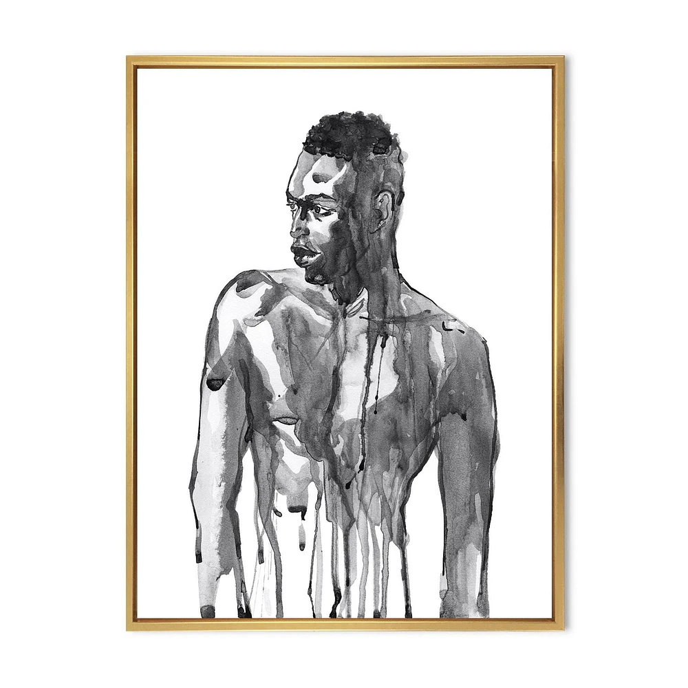 Designart Handsome African Man Portrait On White I FLOAT FRAME WALL ART