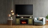 Tahoe 60 in. Infrared Media Electric Fireplace Grey Finish with wicker doors