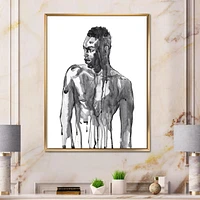 Designart Handsome African Man Portrait On White I FLOAT FRAME WALL ART