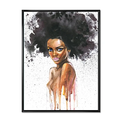 Designart Portrait of African American Woman VII FLOAT FRAME WALL ART