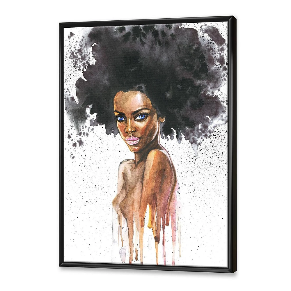 Designart Portrait of African American Woman VII FLOAT FRAME WALL ART