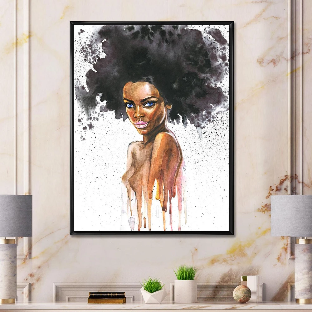 Designart Portrait of African American Woman VII FLOAT FRAME WALL ART