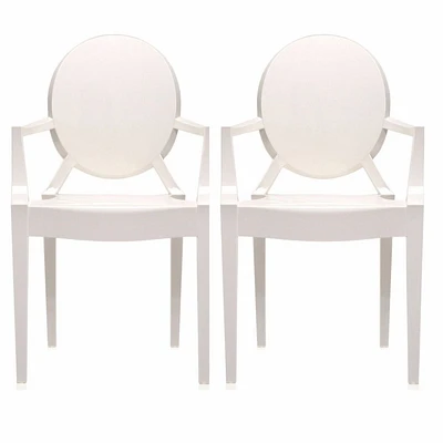 Nicer Furniture Arms Polycarbonate Plastic in White Modern Wood Chairs