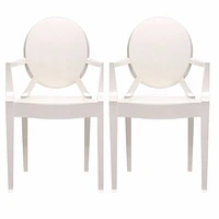 Nicer Furniture Arms Polycarbonate Plastic in White Modern Wood Chairs