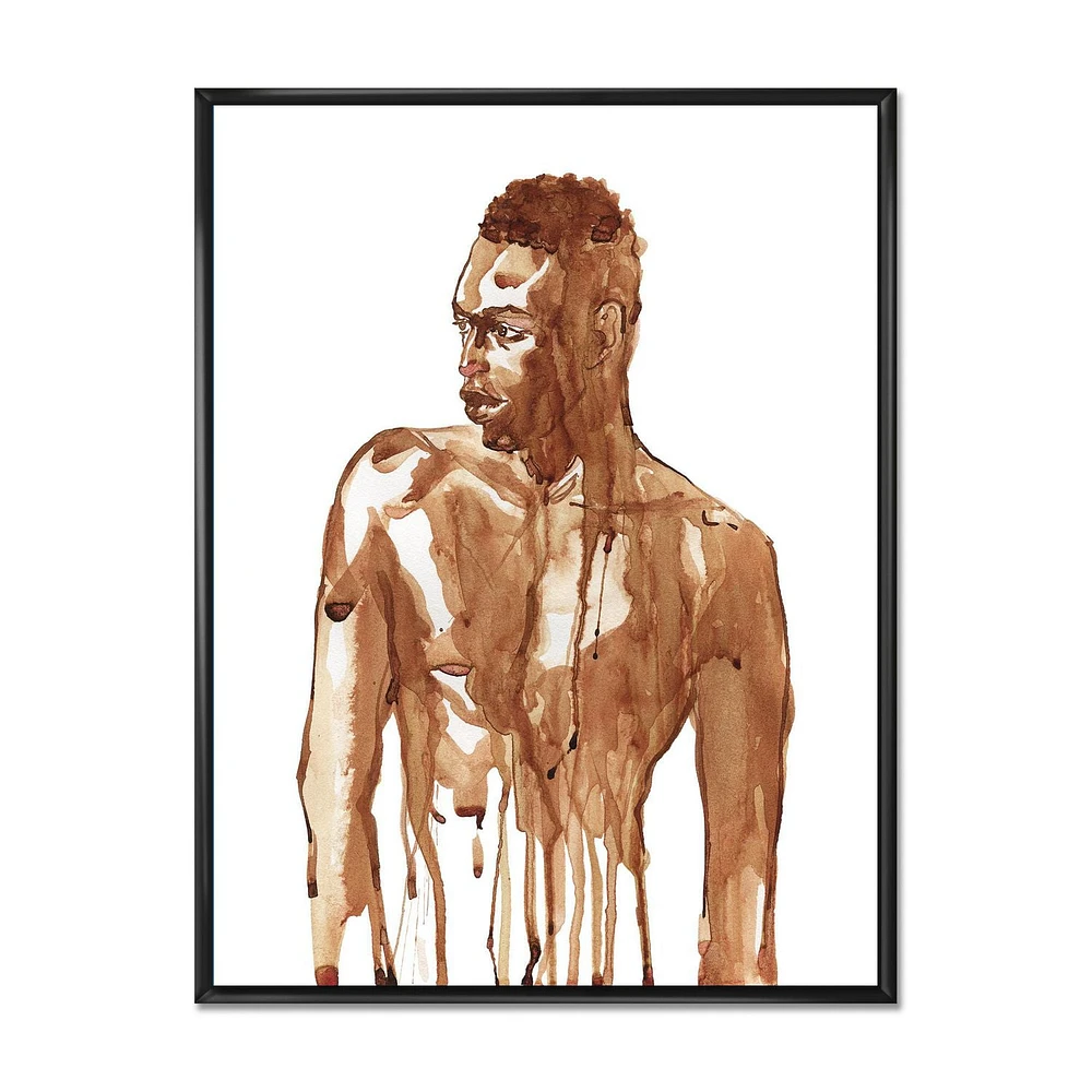 Designart Handsome African Man Portrait On White II FLOAT FRAME WALL ART