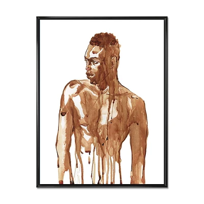 Designart Handsome African Man Portrait On White II FLOAT FRAME WALL ART