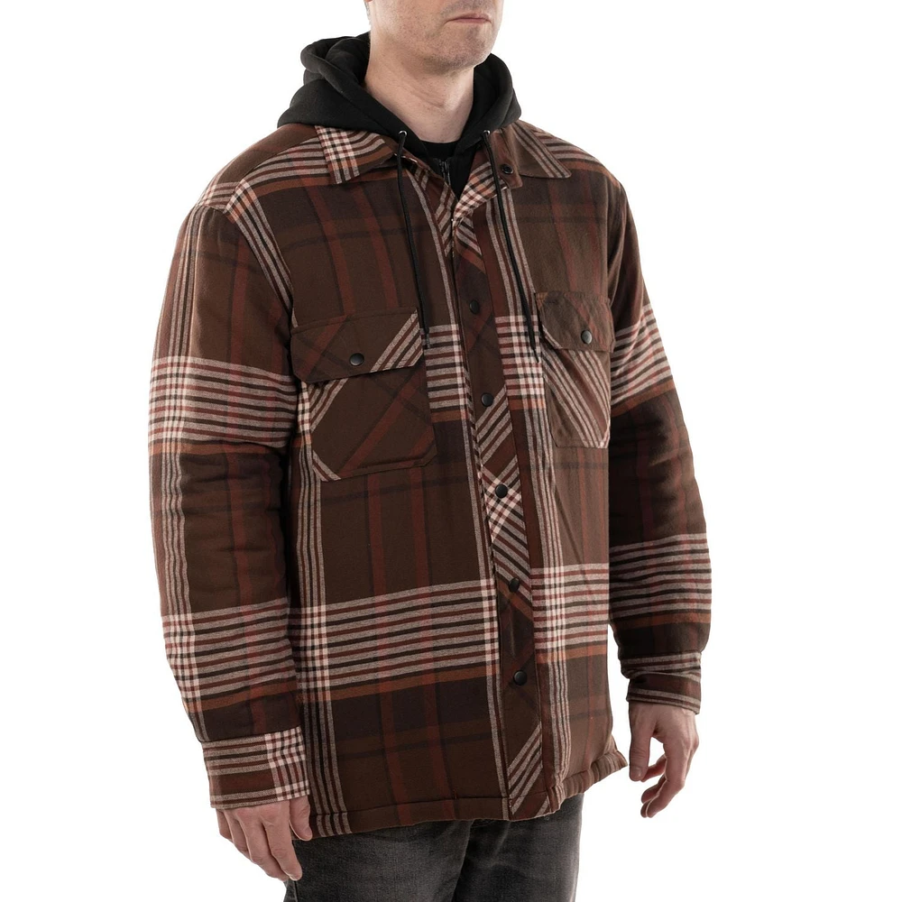 Veste de chemise en flanelle à carreaux bruns Workload