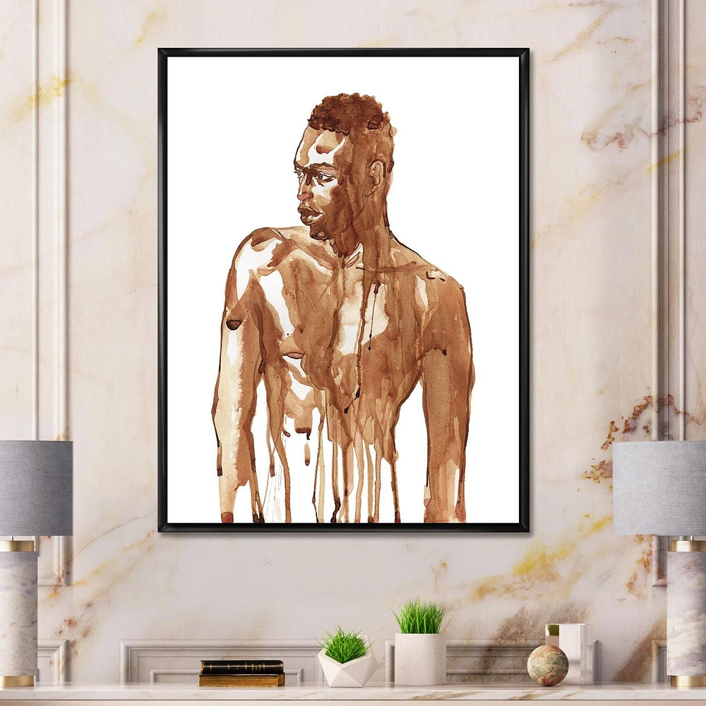 Designart Handsome African Man Portrait On White II FLOAT FRAME WALL ART