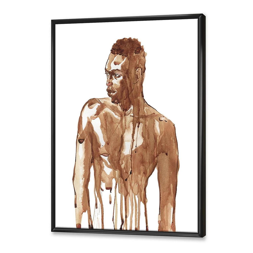 Designart Handsome African Man Portrait On White II FLOAT FRAME WALL ART