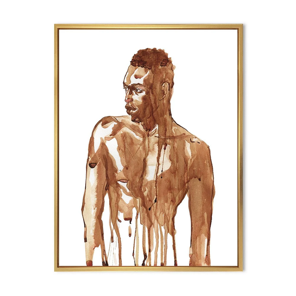 Designart Handsome African Man Portrait On White II FLOAT FRAME WALL ART