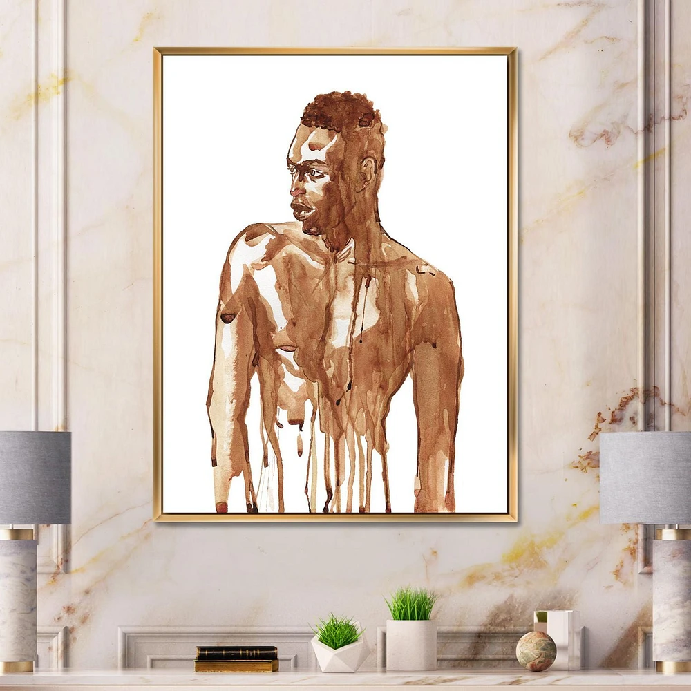 Designart Handsome African Man Portrait On White II FLOAT FRAME WALL ART