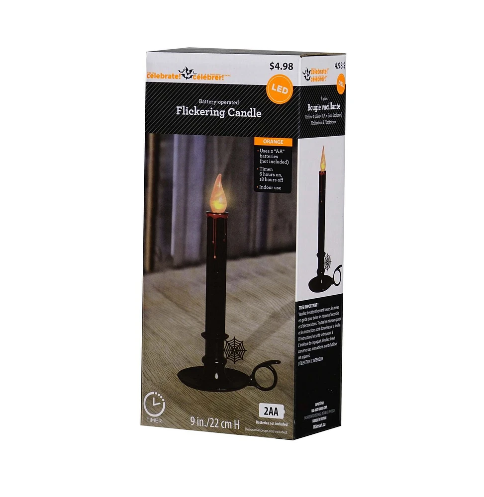 Way to Celebrate Battery-Operated LED Flickering Candle, in Candle Holder and Dripping Blood