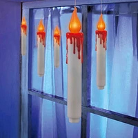 Way to Celebrate Halloween 7-Inch Battery-Operated White Hanging Candles, with Orange Flickering LED Bulb, 4-Count