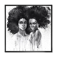 Designart Portrait of African American Woman XI FLOAT FRAME WALL ART