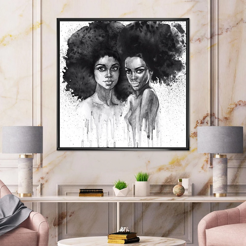 Designart Portrait of African American Woman XI FLOAT FRAME WALL ART