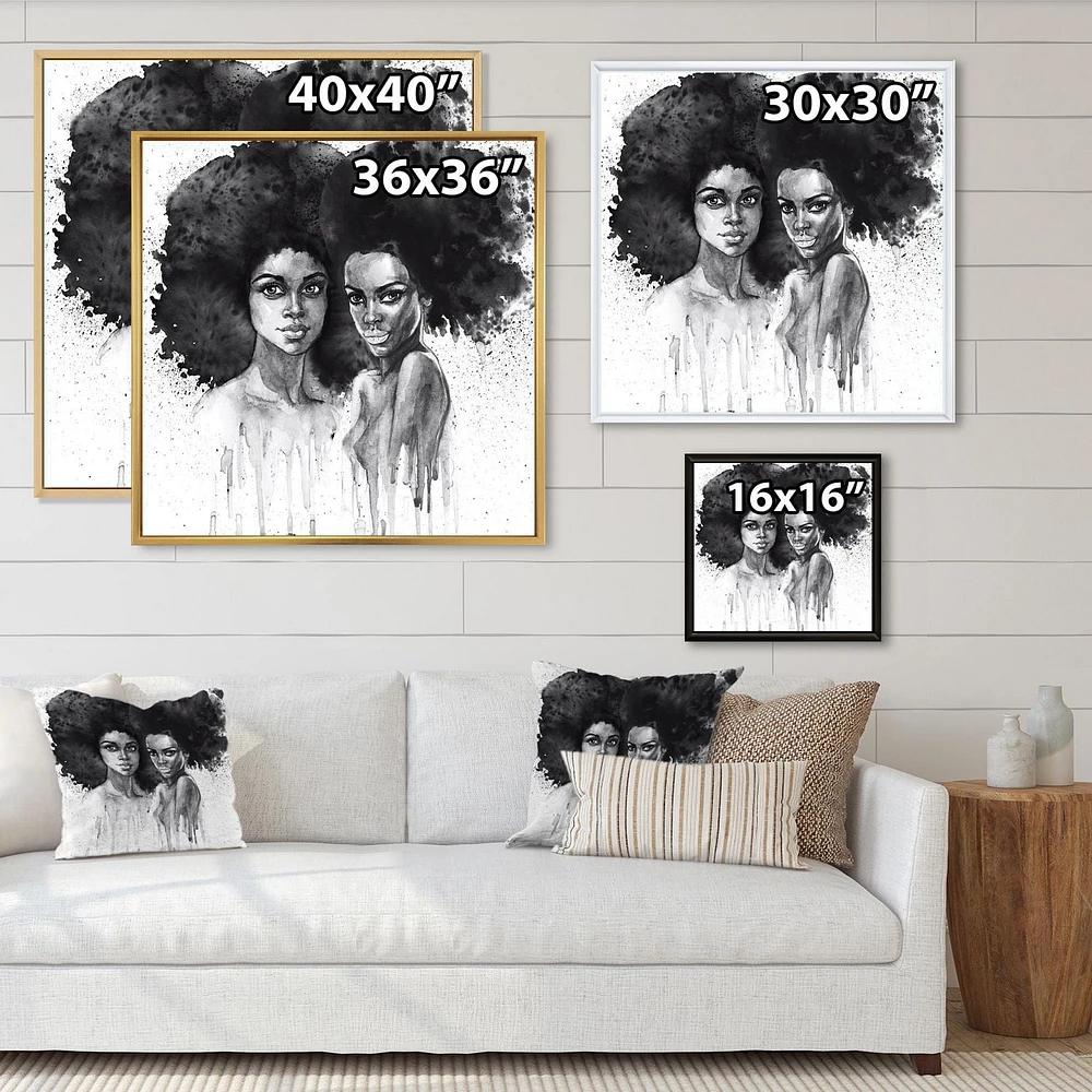 Designart Portrait of African American Woman XI FLOAT FRAME WALL ART