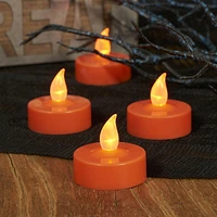 Way to Celebrate Halloween 4-Count Flameless Orange LED Tealight Candles