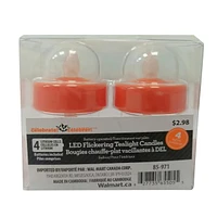 Way to Celebrate Halloween 4-Count Flameless Orange LED Tealight Candles