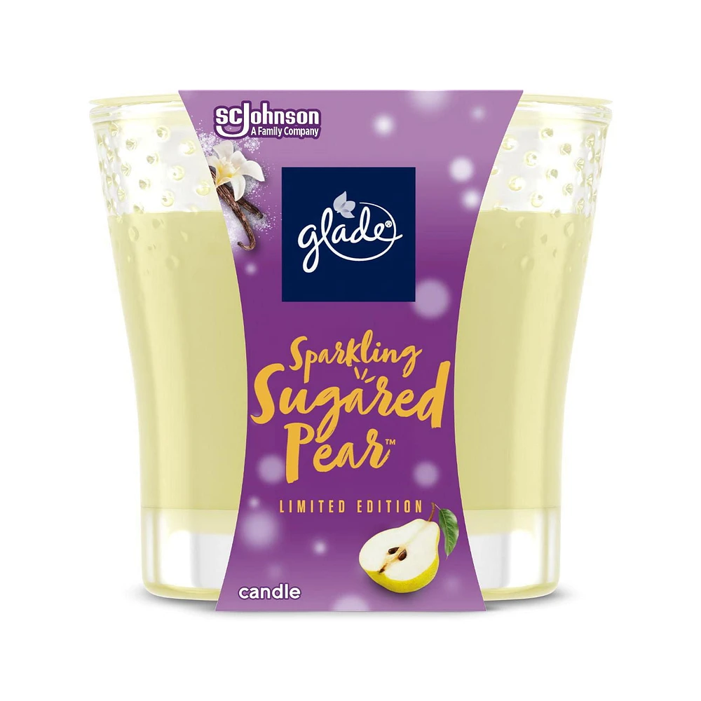 Glade® Scented Candle Air Freshener, Sparkling Sugared Pear™, 1-Wick Candle