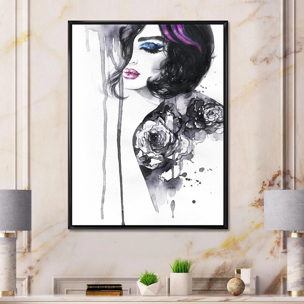 Designart Painting Female Portrait FLOAT FRAME WALL ART