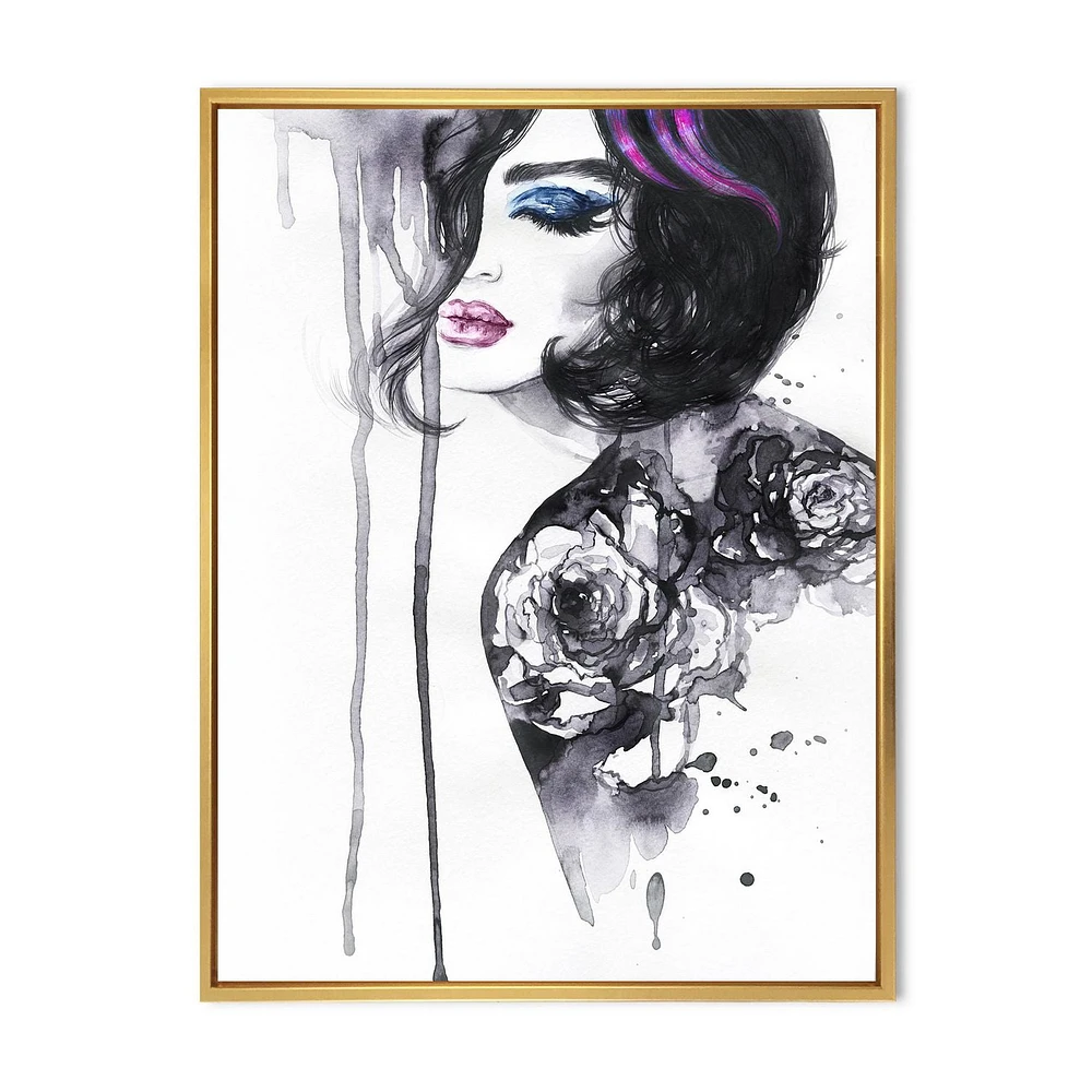 Designart Painting Female Portrait FLOAT FRAME WALL ART