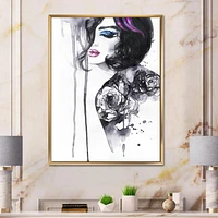 Designart Painting Female Portrait FLOAT FRAME WALL ART