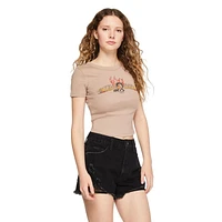 No Boundaries Women's Rib Baby Tee, Sizes XS-XXL