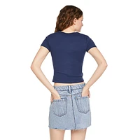 T-shirt côtelé coupe bébé No Boundaries pour femmes Tailles TP–TTG