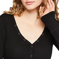 No Boundaries Women's Snap Henley