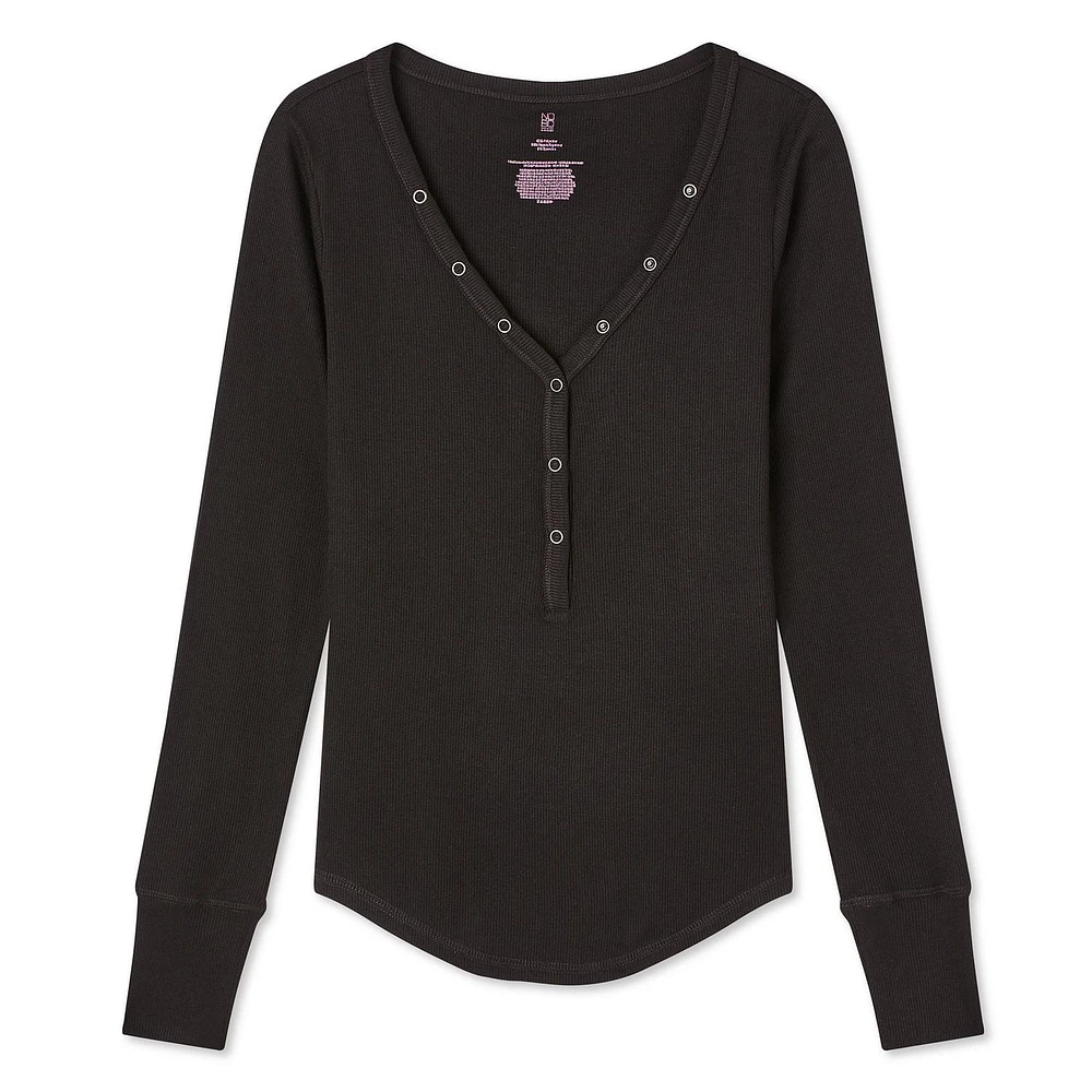 No Boundaries Women's Snap Henley