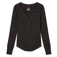 No Boundaries Women's Snap Henley