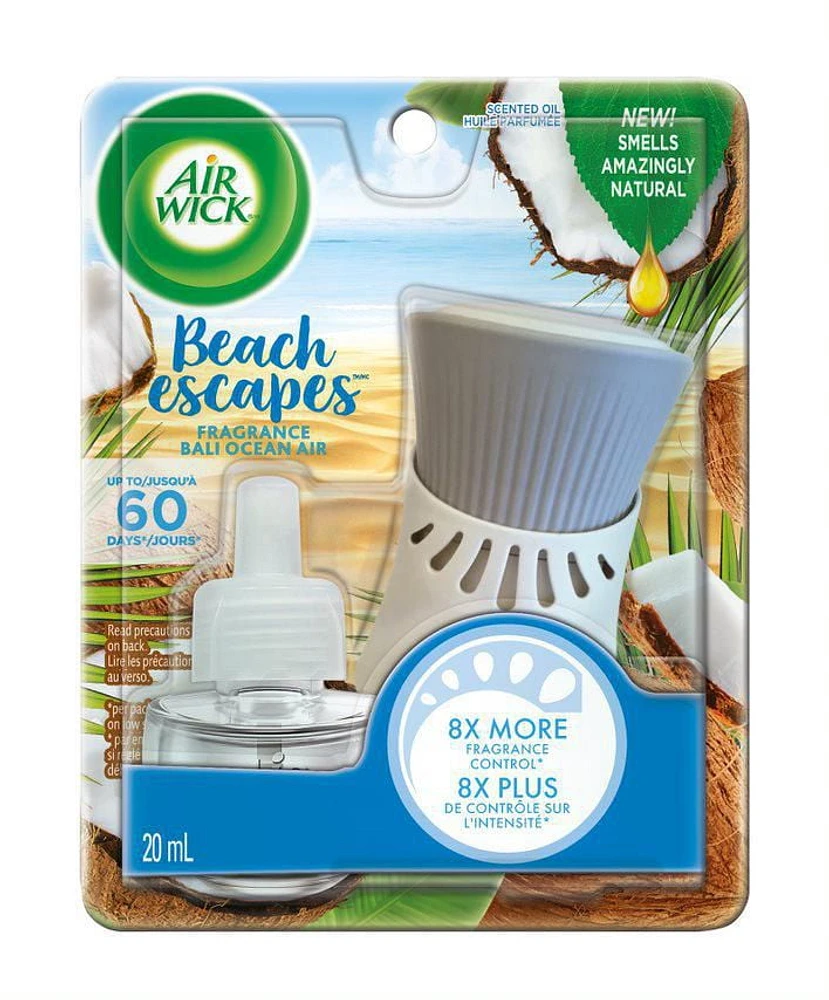 Air Wick Plug-in Air Freshener, Scented Oil Kit, Beach Escapes: Bali Ocean Air, 1 Plug-in + 1 Refill