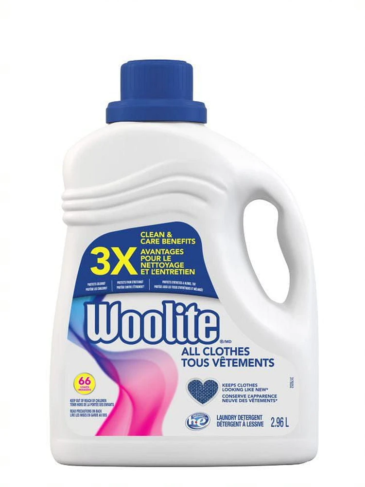 Woolite All Clothes Laundry Detergent 2.96L - Clothes looking like new 1 Count, 2.96L / 66 Loads