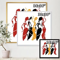 Designart Beautiful Dancers Afro American Silhouettes FLOAT FRAME WALL ART